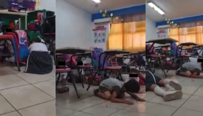 Maestra tranquiliza a niños durante balacera frente a una escuela en México