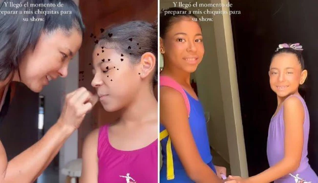 Verónica Guerrero y sus dos hermosas balletistas: sus hijas