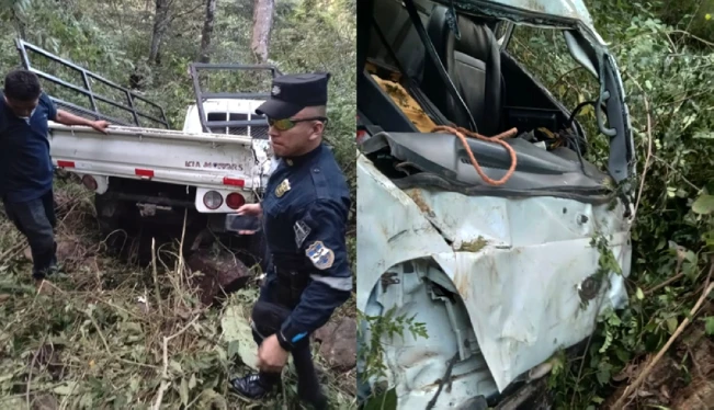 Dos personas lesionadas tras caer camión en un barranco en Morazán