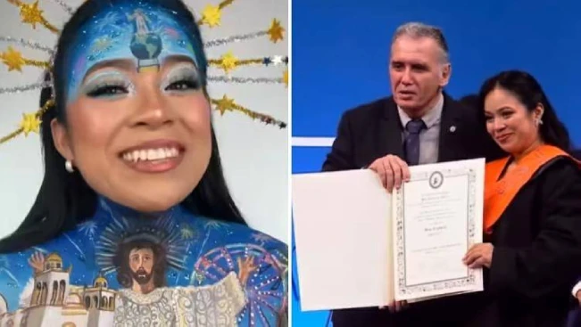 Marcela Peraz honró al Divino Salvador tras graduarse con honores en España