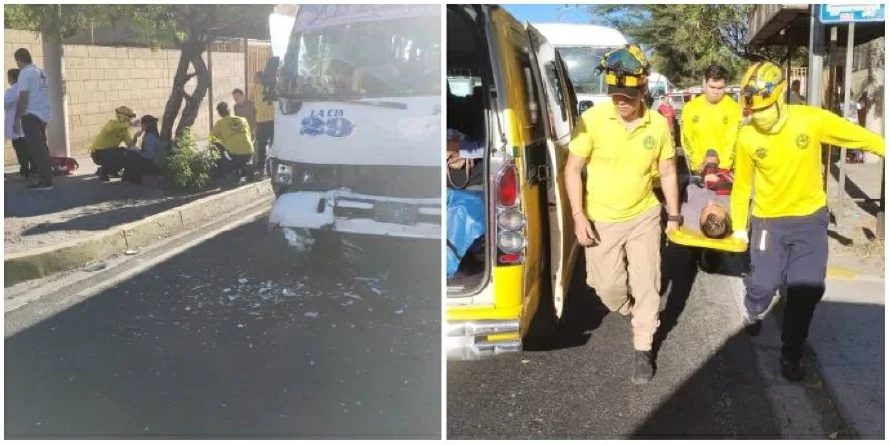 Choque entre dos microbuses deja al menos ocho lesionados