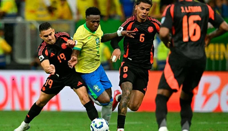 Con un golazo agónico de Vinícius, Brasil vence 2-1 a Colombia