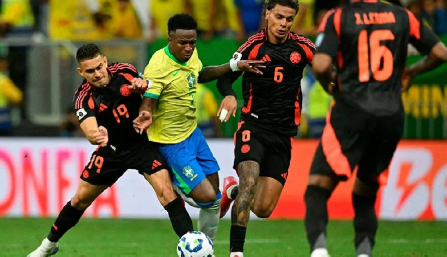 Con un golazo agónico de Vinícius, Brasil vence 2-1 a Colombia