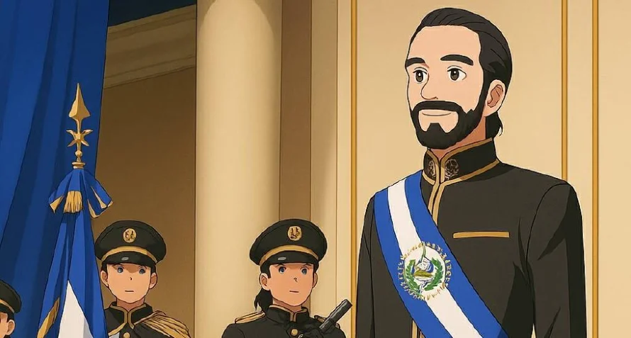 ¿El presidente Nayib Bukele en una película del estudio Ghibli?