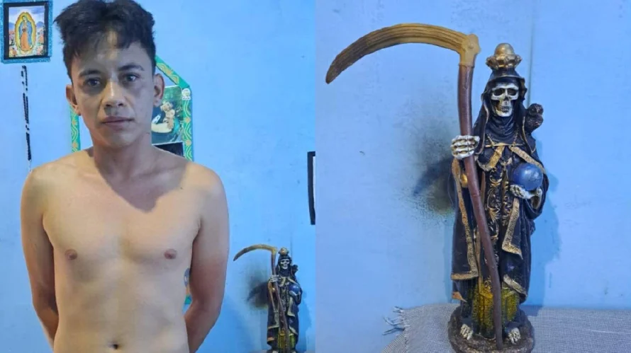 Arrestan a presunto pandillero "satánico" de la MS-13 con altar de la "Santa Muerte" en su casa