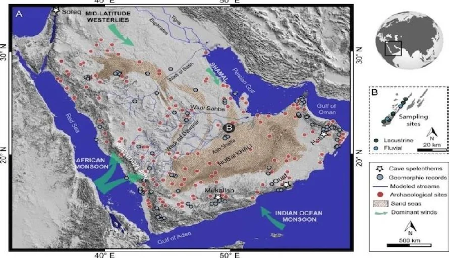 El desierto más seco de Arabia tenía ríos y lagos hace 9,000 años