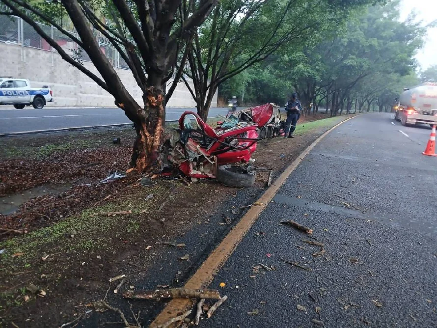 Conductor de vehículo muere tras impactar contra un árbol en San Pedro Perulapán