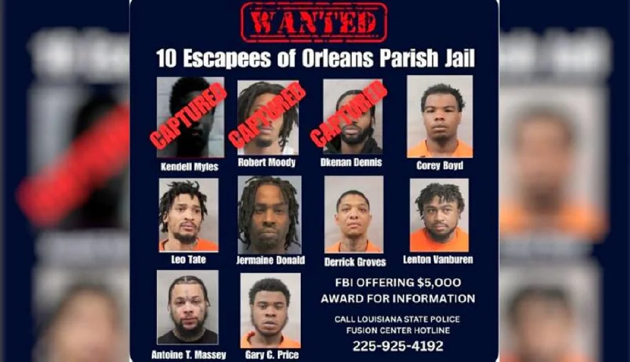 Continúa la búsqueda de siete prófugos huidos el viernes de una prisión en Nueva Orleans