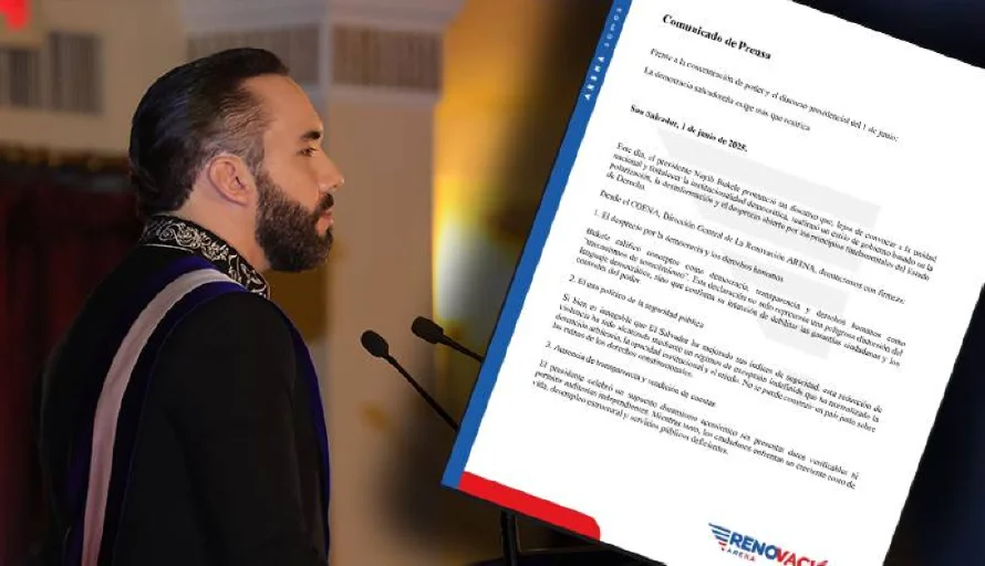 Arena rechaza discurso de Bukele y denuncia "desprecio por la democracia y derechos humanos"