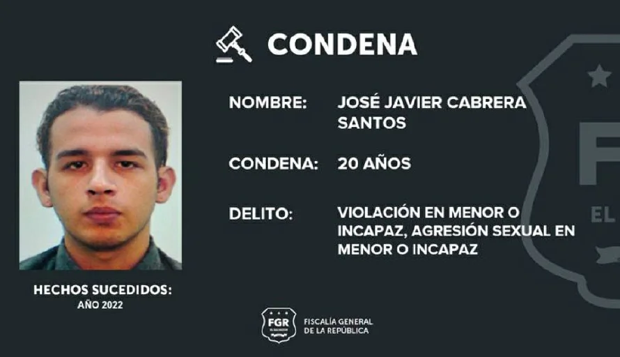 Sujeto que violó a una menor es condenado a 20 años de cárcel