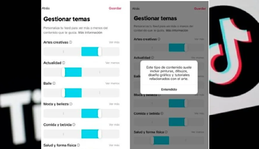 TikTok permite gestionar la frecuencia de recomendación de contenidos sobre determinados temas
