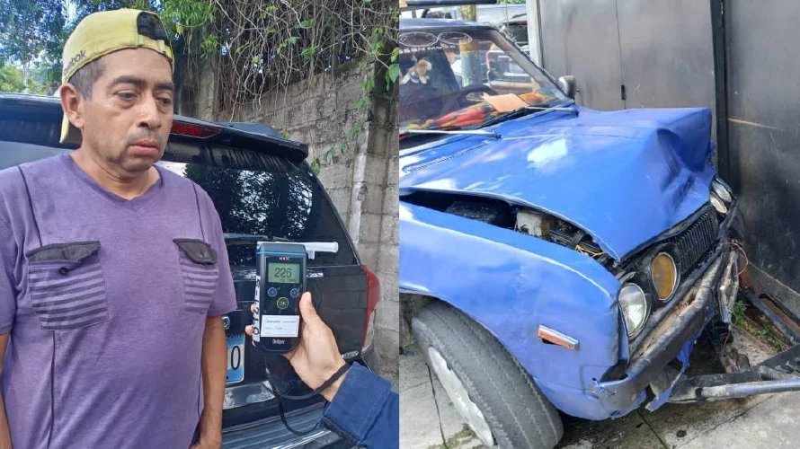Detienen a hombre que conducía con 226 grados de alcohol y provocó un accidente en carretera a Zacatecoluca