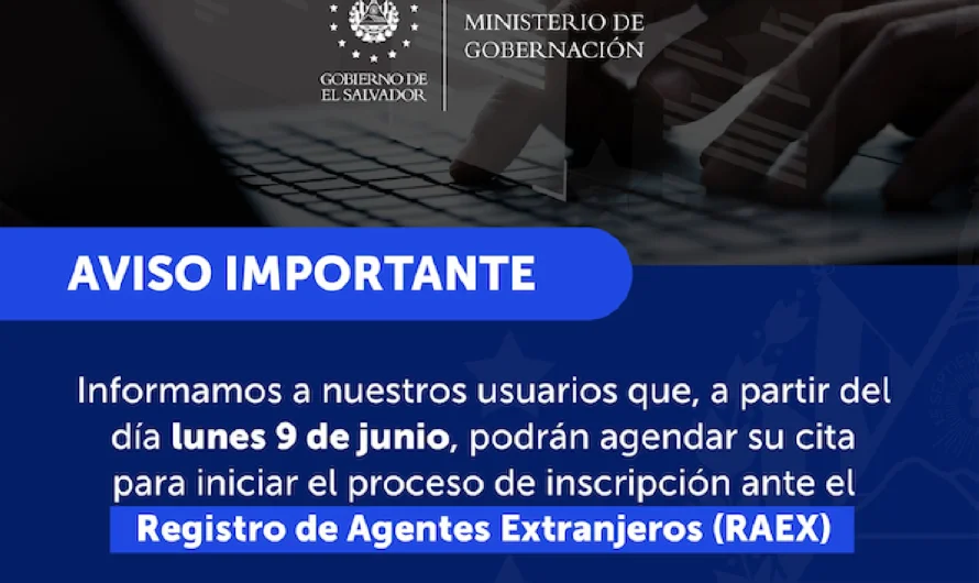 Gobernación inicia registro de "Agentes Extranjeros" en El Salvador y publica formularios