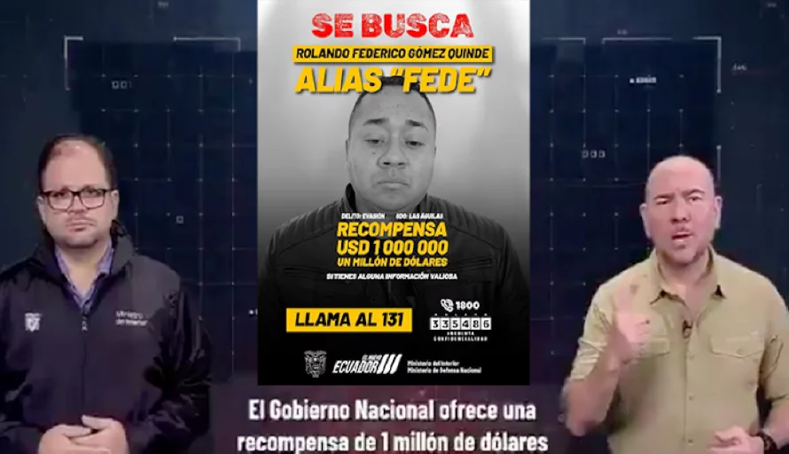 Gobierno de Ecuador ofrece $1 millón por captura o baja de cabecilla criminal que se fugó de prisión