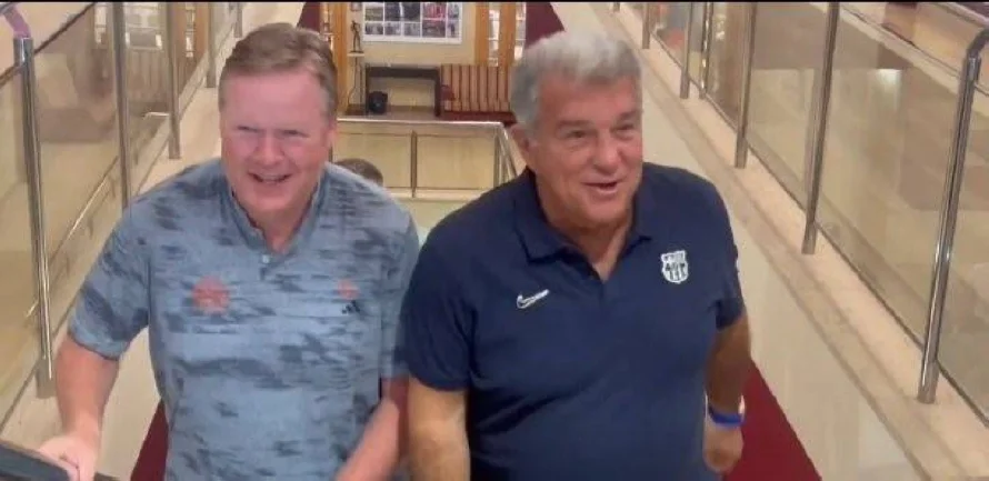 Laporta y Koeman escenifican su reconciliación "por el bien del Barça"
