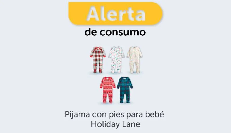 Alertan de riesgo por uso de pijama con pies "Holiday Lane"