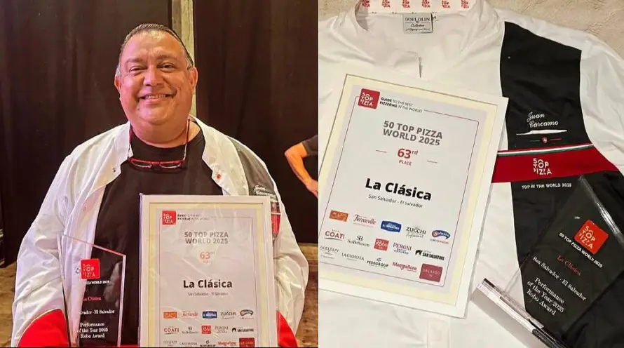 Chef salvadoreño logra puesto 63 entre las 100 mejores pizzerías del mundo, en Italia