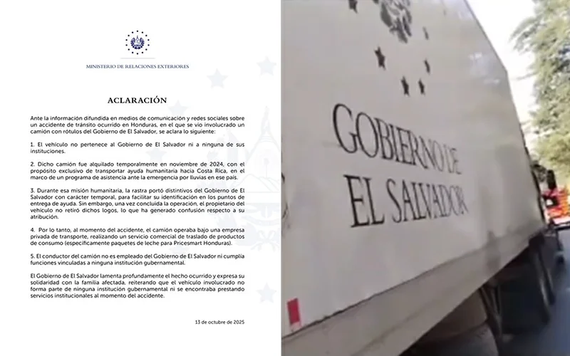 Cancillería dice que camión implicado en accidente en Honduras no quitó logo del gobierno después de ser alquilado