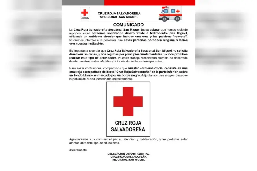Cruz Roja desmiente a supuestos colaboradores que piden dinero en San Miguel