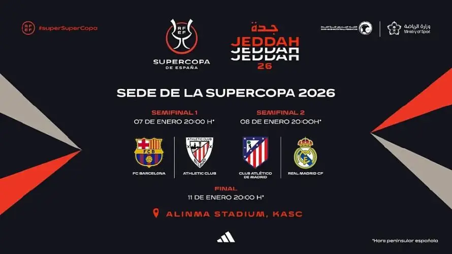 Barcelona y Athletic abrirán Supercopa de España 2026 el 7 de enero en Arabia Saudita