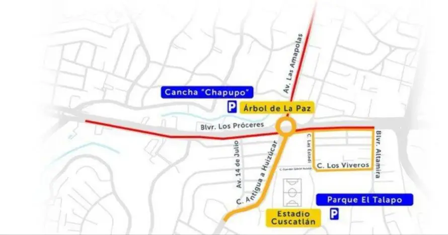 VMT avisa de control vehicular en alrededores del estadio Cuscatlán por partido de La Selecta vs Guatemala este martes