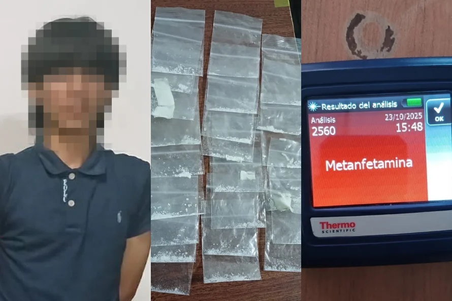 Detienen a menor de 17 años con porciones de metanfetamina en La Libertad Oeste