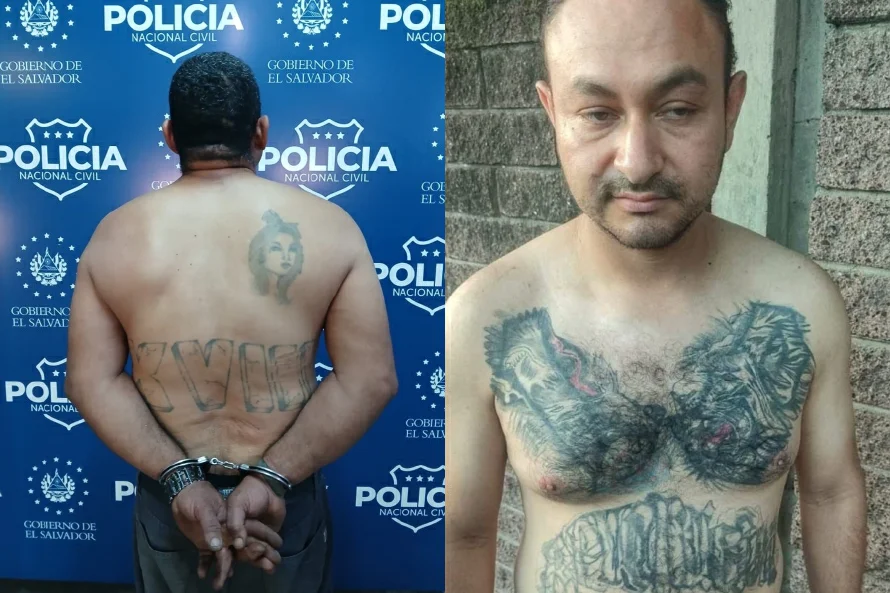 Detienen a dos pandilleros del barrio 18 por tapar sus tatuajes y robo