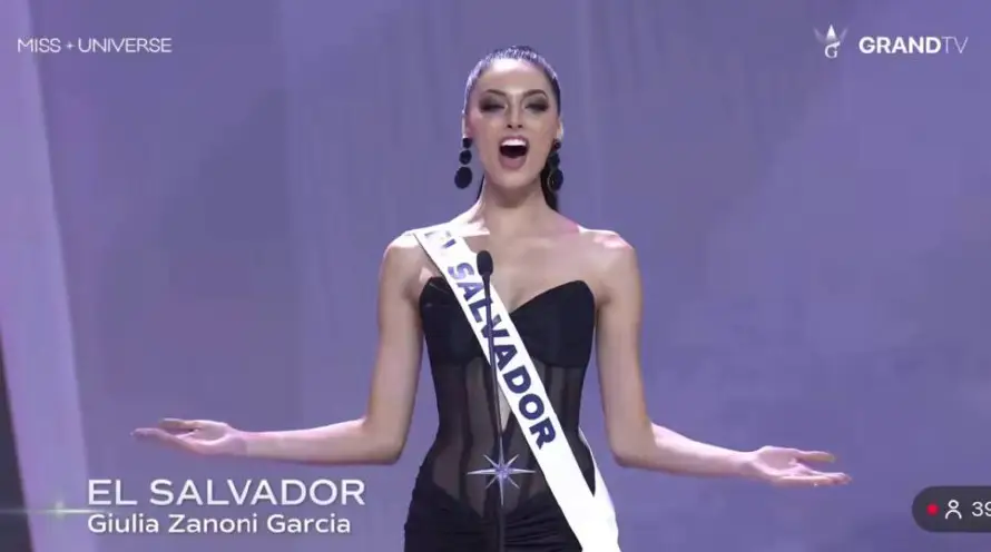 Giulia Zanoni remarca su fiereza en negro sobre el escenario de Miss Universo 2025