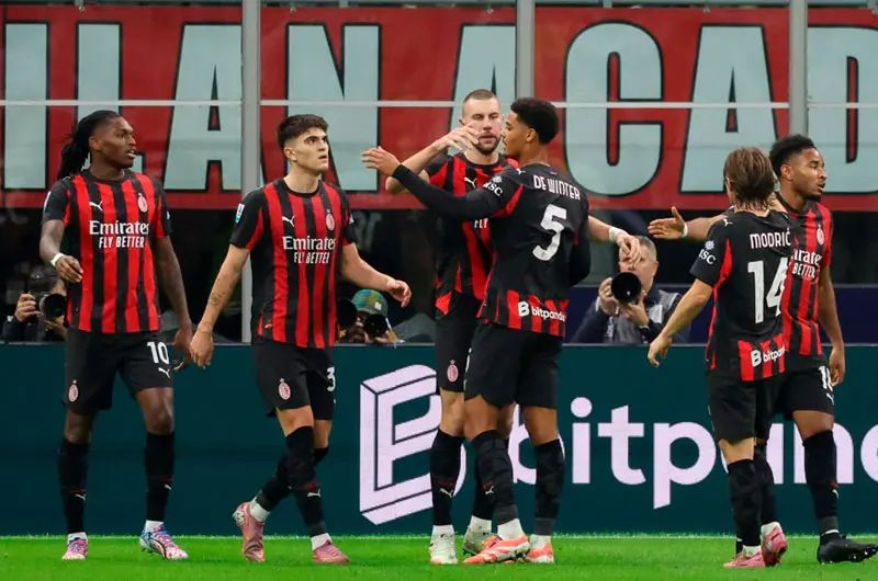Milan se aferra a la Serie A con agónica victoria 1-0 sobre la Roma