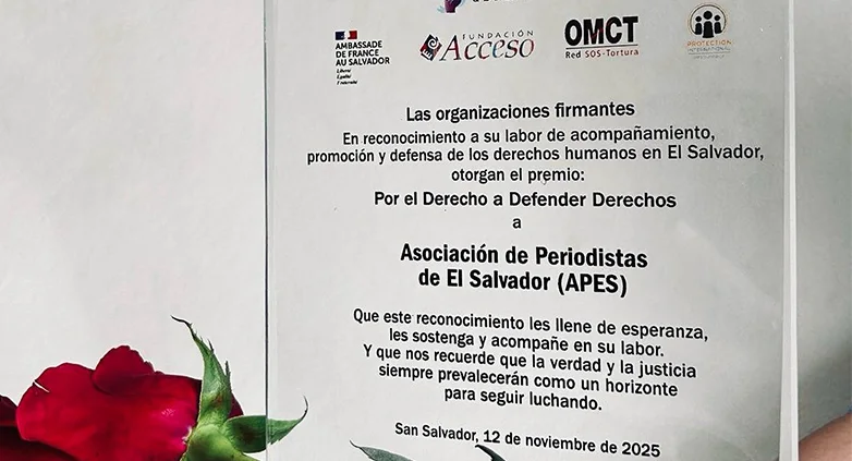 APES recibe premio "Por el derecho a defender derechos" entregado por organizaciones de derechos humanos