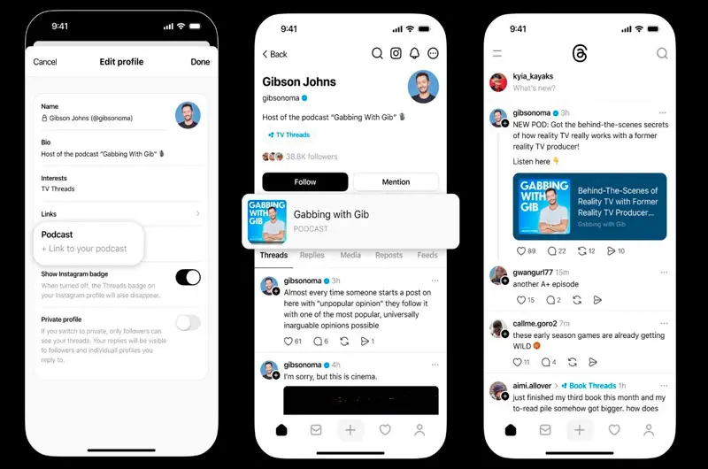 Threads lanza funciones para que creadores de podcast promocionen sus programas
