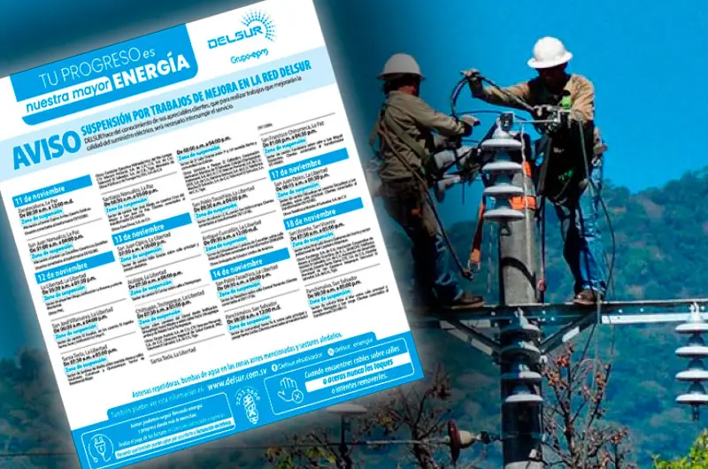 Trabajos en red de DELSUR ocasionarán suspensión de energía