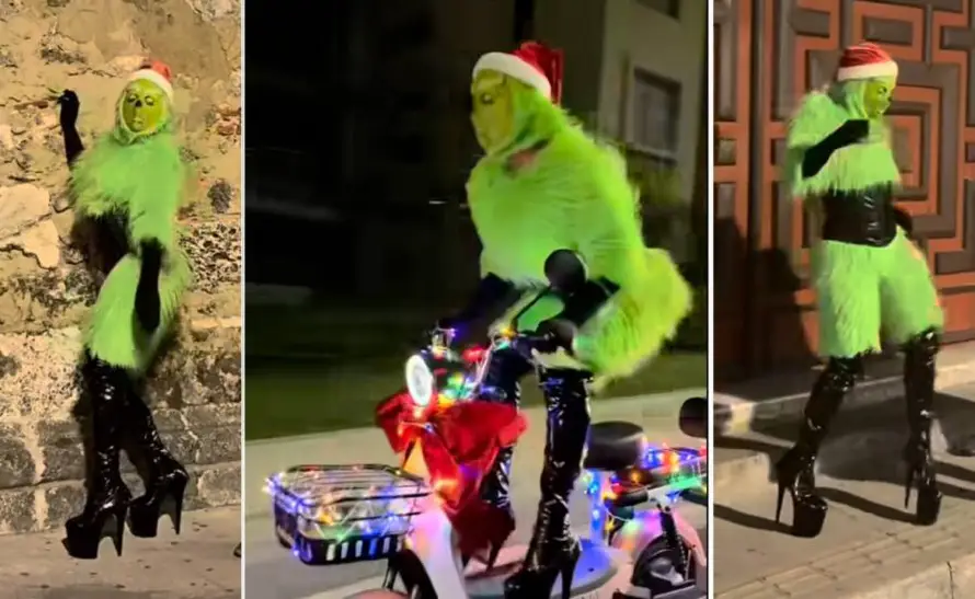El colombiano "La Ricarda" causa sensación con su versión draga del Grinch