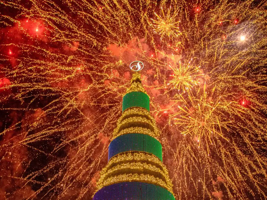 San Salvador enciende la Navidad con un imponente árbol de 50 metros