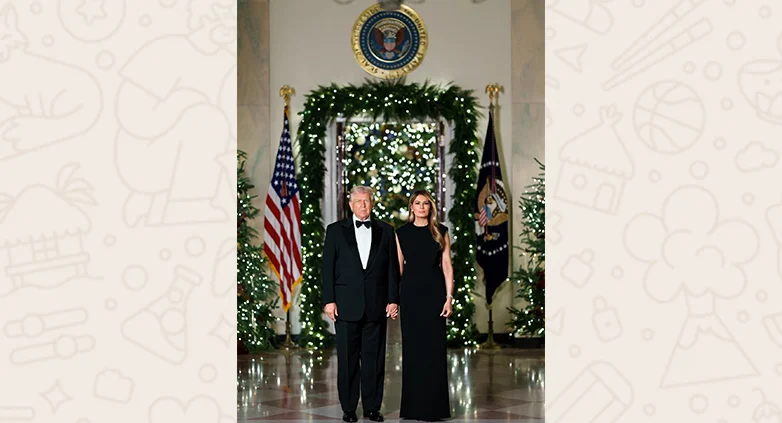 Trump y su esposa Melania presentan su sobria postal navideña desde la Casa Blanca
