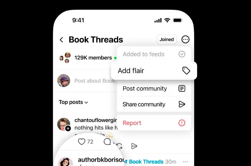Threads lanza etiquetas 'Flair' y nuevas insignias para destacar a usuarios en comunidades