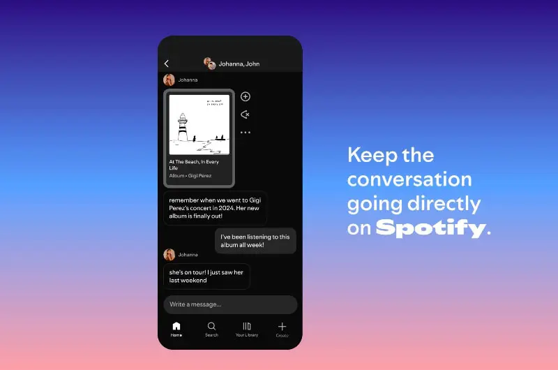 Spotify incorpora la función de crear chats grupales para compartir canciones