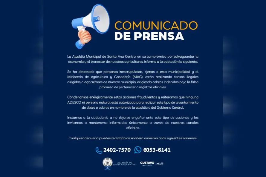 Alcaldía de Santa Ana Centro alerta de falsos censistas que solicitan dinero