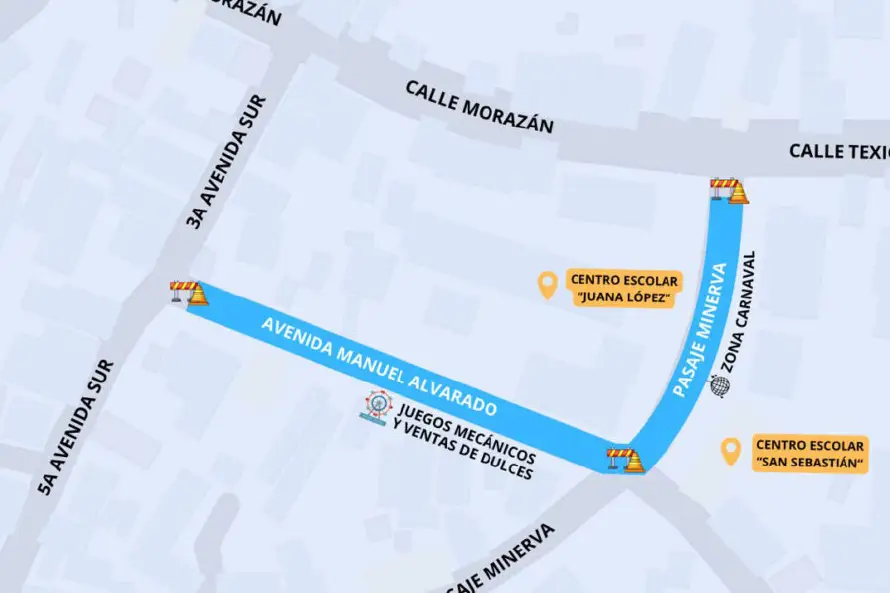 San Salvador Centro restringe calles por fiestas patronales de Ciudad Delgado hasta el 25 de enero