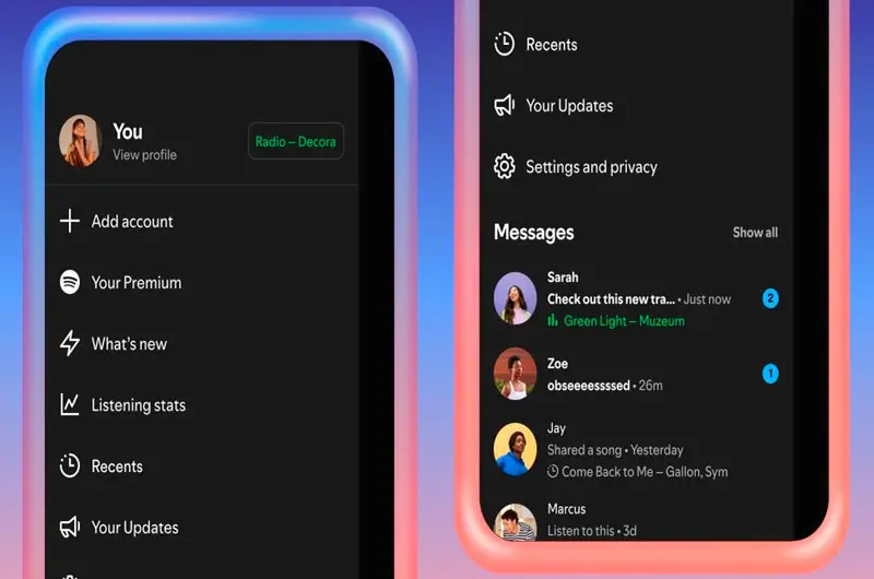 Spotify incorpora la actividad de reproducción en tiempo real a los mensajes directamente desde la app