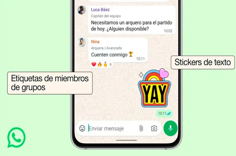 WhatsApp añade las etiquetas de miembro y los stickers de texto en los chats de grupo