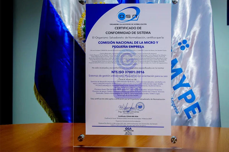 Conamype recibe certificación internacional antisoborno