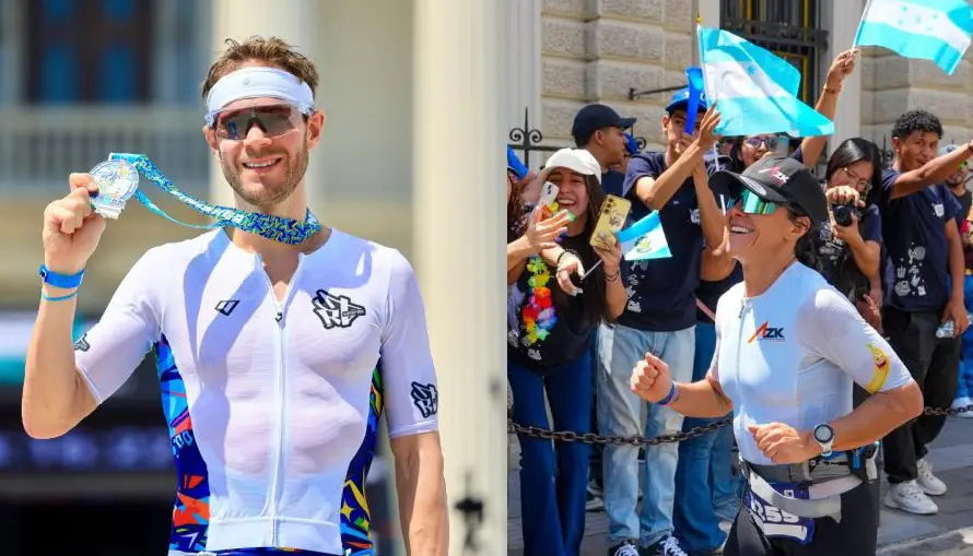 Guatemaltecos Raúl Tejada y Ana García Rodas ganan el triatlón IRONMAN 70.3 en El Salvador