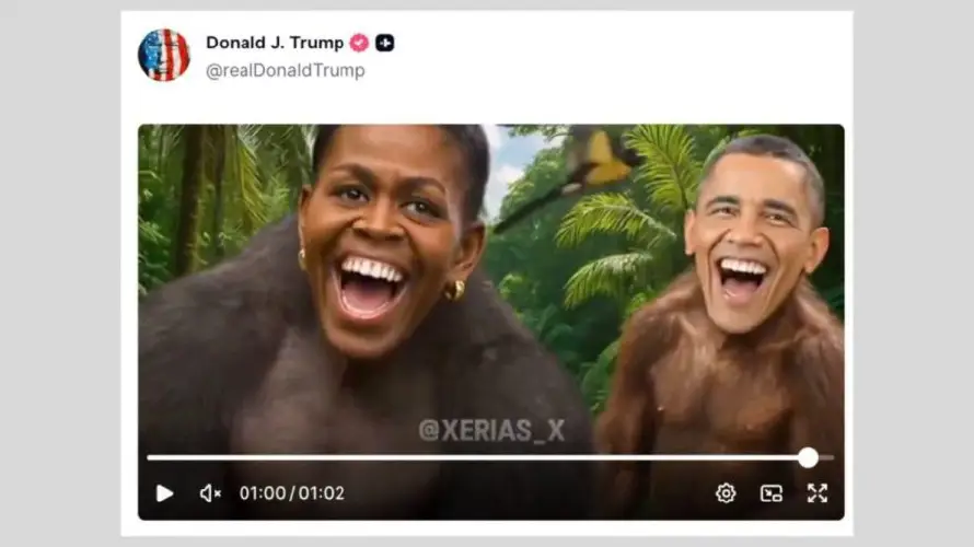 Trump comparte video que caricaturiza a los Obama como simios