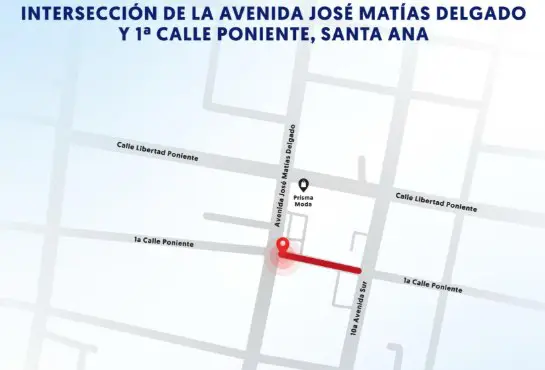 Anuncian circulación restringida en intersección de avenida José Matías Delgado de Santa Ana por trabajos de ANDA este viernes