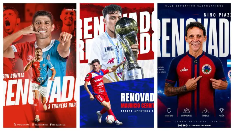 FAS, Firpo y Cacahuatique confirman sus primeras renovaciones para el Apertura 2026