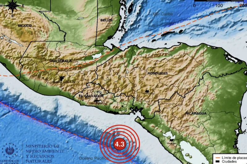 Sismo de magnitud 4.3 sacudió la costa de Usulután esta madrugada