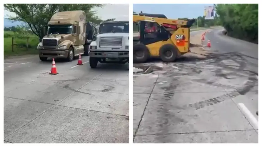 Una rastra se accidentó en carretera a Acajutla