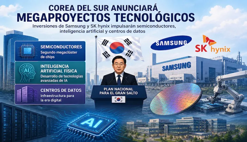 Corea del Sur anunciará tres megaproyectos tecnológicos enfocados en semiconductores, inteligencia artificial y centros de datos