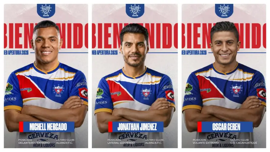 Michell Mercado, Jonathan Jiménez y Óscar Cerén encabezan los fichajes de Firpo para el Apertura 2026